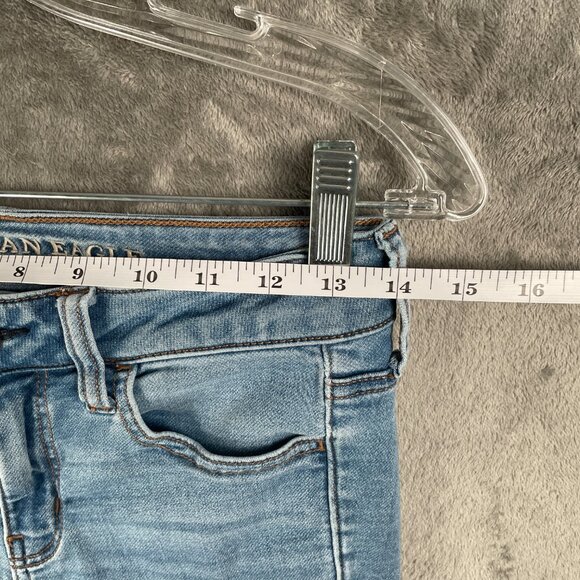 American Eagle Super Stretch X Jeans Women’s 2 Long Light Wash Denim Y2K Minimal - Picture 5 of 8